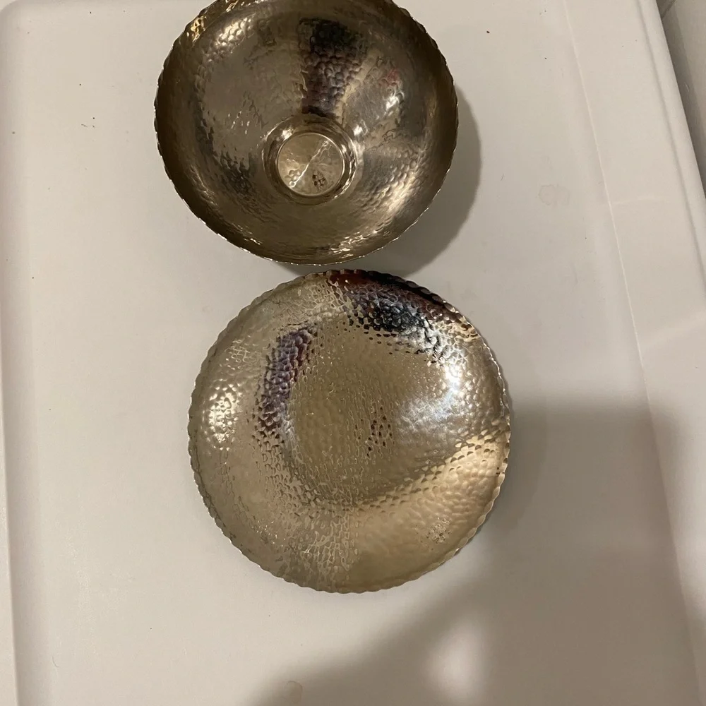 Crate&Barrel Silver Textured Bowl